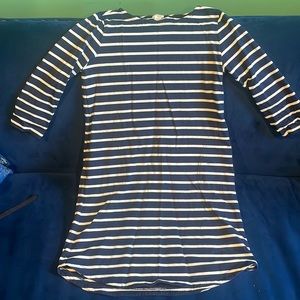 J Crew Navy Blue and White Striped Dress